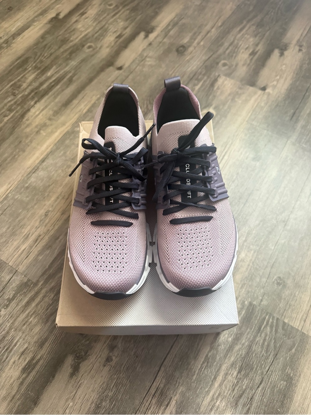 On Running Women's Mauve Knit Sneakers with Black Accents